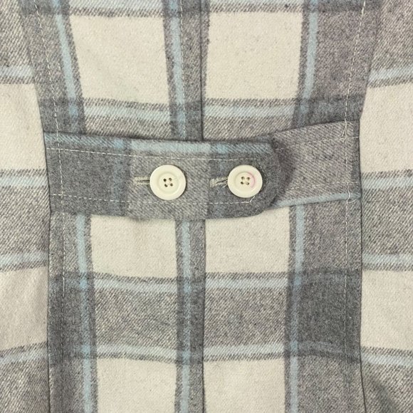 Old Navy Women Plaid Gray White Light blue Silky liner Coat Jacket Sz Small - Picture 11 of 13